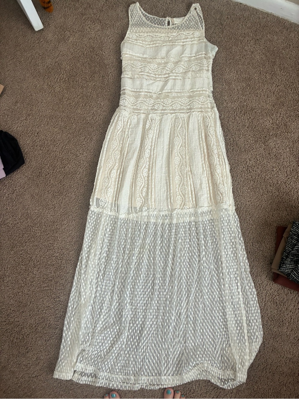 Altar'd State Ivory Lace Maxi Dress